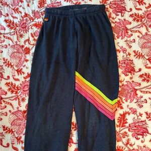 Aviator Nation sweatpants chevron 5 sweatpants in heather neon! size small